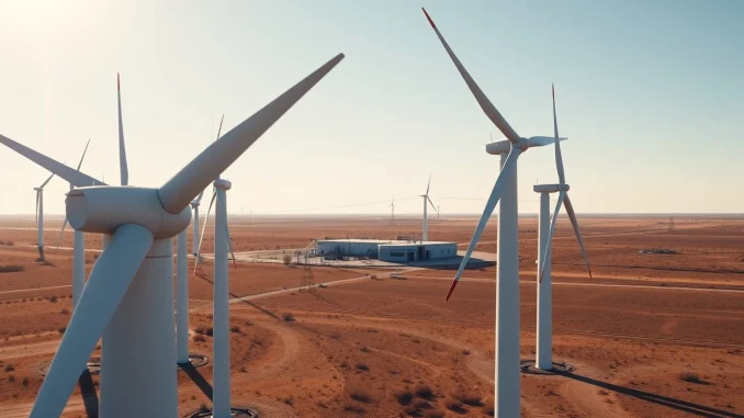 Soluna's wind farm powering its AI data center facility in Texas, representing the shift from Bitcoin mining.