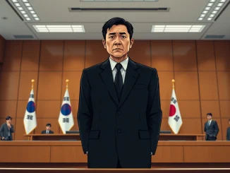 Jeong Sang-ho, CEO of Delio, in a Seoul courtroom during fraud trial proceedings