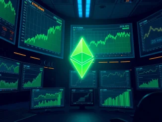 Spot ETH ETF inflows chart with Ethereum logo and green upward trend, symbolizing Ether price rally potential to $3K.