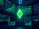 Spot ETH ETF inflows chart with Ethereum logo and green upward trend, symbolizing Ether price rally potential to $3K.
