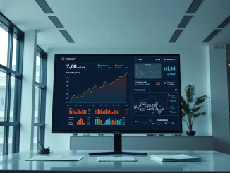 Corporate treasury dashboard showing tokenized fund performance and blockchain integration
