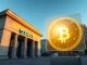 Split scene of bank building with SWIFT sign and digital stablecoin display symbolizing coexistence