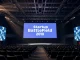Empty stage at TechCrunch Disrupt with Startup Battlefield branding on screen