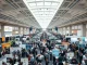 Crowded expo hall at TechCrunch Disrupt conference in San Francisco