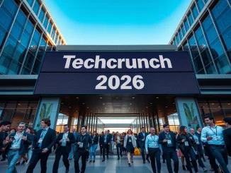 Attendees entering TechCrunch Disrupt 2026 convention center in San Francisco