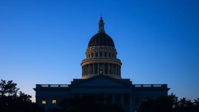 Texas State Capitol building as Lt. Gov. Dan Patrick orders study of crypto and prediction market regulations.