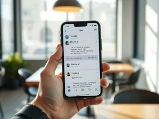 Smartphone displaying Threads app with a Meta AI mention and response on screen