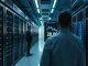 Financial analyst reviewing Ethereum purchase data in a modern data center, representing institutional cryptocurrency investment.