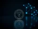 Toncoin cryptocurrency coin with network background symbolizing blockchain technology