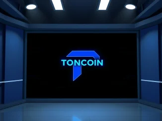Toncoin price prediction chart with TON logo on dark background