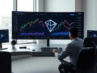 TRON TRX price prediction chart on a modern trading desk with analytical tools