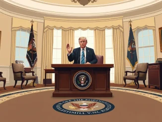 President Trump announcing US military withdrawal from Iran in the Oval Office.