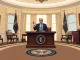 President Trump announcing US military withdrawal from Iran in the Oval Office.