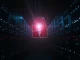 Cracked digital lock icon in a dimly lit server room, representing a DeFi security exploit.