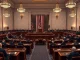 US Senate chamber interior with desks and dais, representing the prediction market ban vote.