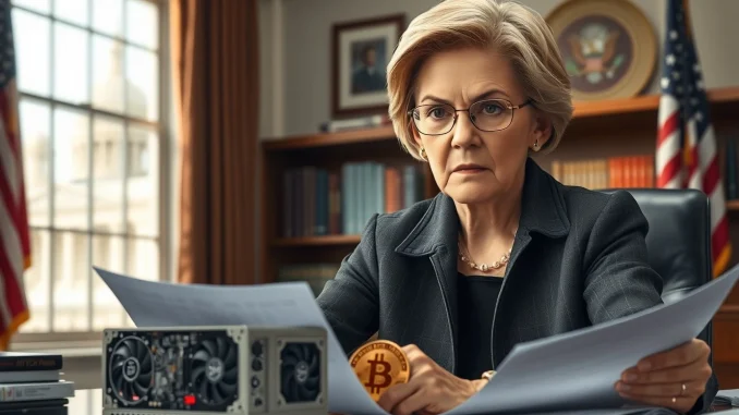Senator Elizabeth Warren reviewing Bitmain investigation documents regarding US national security concerns