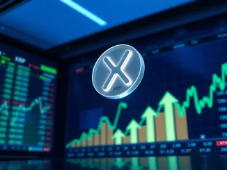 XRP token on a dashboard with rising charts, representing a potential 30% price rally driven by exchange outflows and whale accumulation.