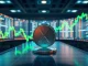 XRP coin on a trading chart with green candlesticks and support line at $1.30