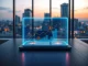 Zilliqa ZIL token price chart on holographic display in modern office