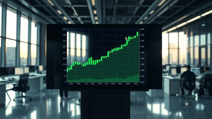 ARB/USD candlestick chart trending upward toward $6 on a professional trading display.