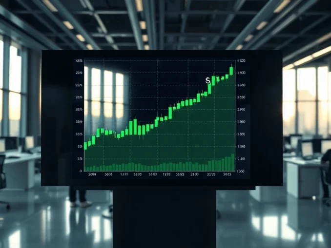 ARB/USD candlestick chart trending upward toward $6 on a professional trading display.
