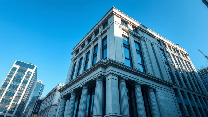 Bank building exterior representing BNY Mellon institutional custody platform expansion for USDC stablecoin