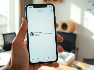 Creator holding smartphone showing Facebook AI companion app interface
