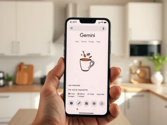 Smartphone showing Google Gemini app with personalized AI-generated image of coffee and baking items