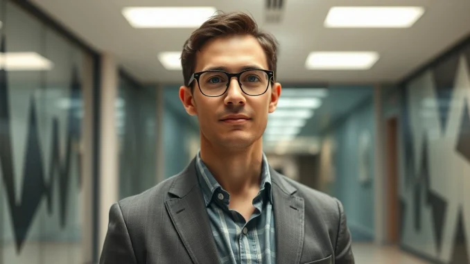 John Jumper, Nobel laureate and former DeepMind researcher, standing in a modern office lobby.