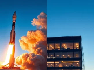 SpaceX rocket launch and modern office building representing Anthropic and OpenAI IPO news