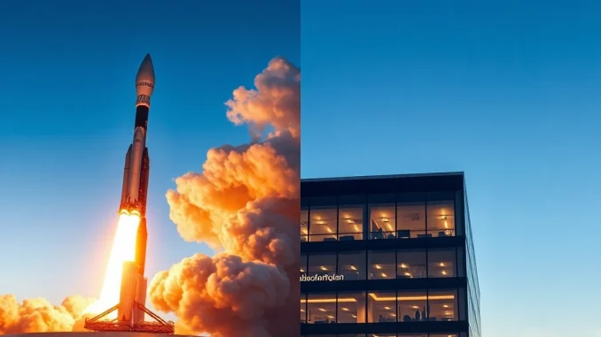 SpaceX rocket launch and modern office building representing Anthropic and OpenAI IPO news