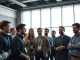 Founders networking at the TechCrunch Founder Summit conference in Boston.
