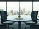 Bitcoin coin and revised contract on a meeting room table symbolizing SPAC merger renegotiation.