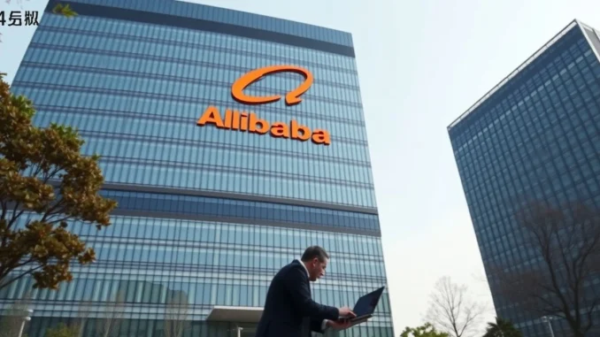 Alibaba corporate headquarters in Shanghai on a clear day, representing the company's technology policy decision.