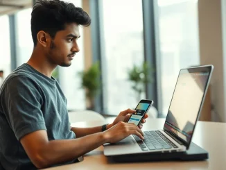 Indian software developer using Cursor AI coding tool on a laptop in a Bengaluru co-working space
