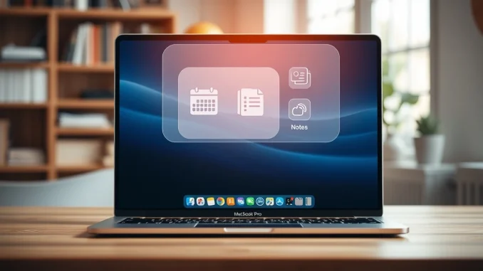 MacBook Pro with Gemini Spark AI assistant interface floating above the screen on a desk