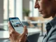 Person using LinkedIn app on smartphone, showing new 'Seems like AI slop' reporting button.