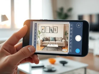 Smartphone displaying Meta's Muse AI image generator editing a living room photo for a Facebook Marketplace listing.