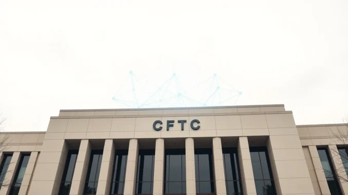 CFTC building with digital blockchain network overlay symbolizing crypto regulation