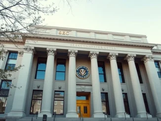 Exterior of the SEC headquarters building in Washington, D.C. on a sunny day