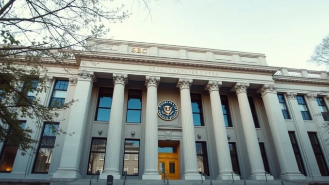 Exterior of the SEC headquarters building in Washington, D.C. on a sunny day