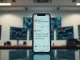 Smartphone displaying Michael Saylor's Bitcoin strategy post with financial charts in background