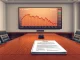 Corporate boardroom with Bitcoin price chart and Strategy capital framework document