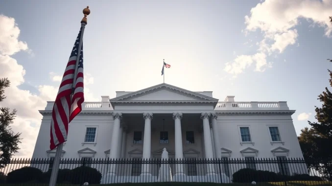 White House exterior on a sunny day, symbolizing presidential authority and the ongoing debate over Trump's crypto earnings.