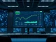 Uniswap trading interface and fee analysis graphic displayed on a monitor in a professional control room setting.