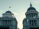 US Treasury and UK Treasury buildings connected by digital network symbolizing transatlantic crypto regulation alignment