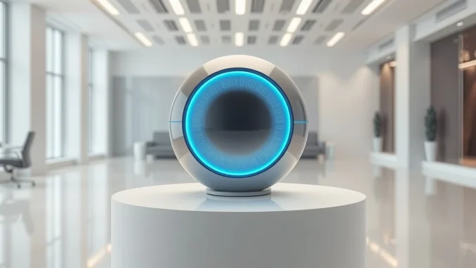 World Orb device used for biometric verification in a modern, minimalist setting
