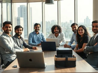 Accel partners and Indian startup founders in a meeting in Bengaluru, discussing venture funding.