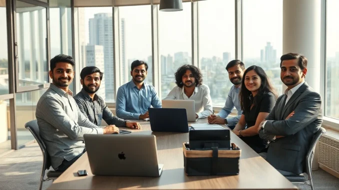 Accel partners and Indian startup founders in a meeting in Bengaluru, discussing venture funding.