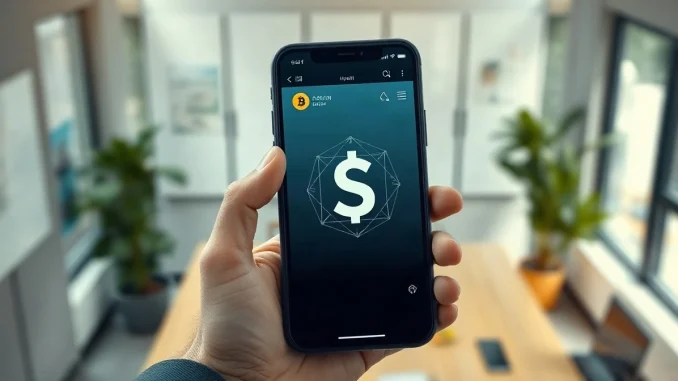 Smartphone displaying a crypto wallet interface with USDU stablecoin and US dollar symbol